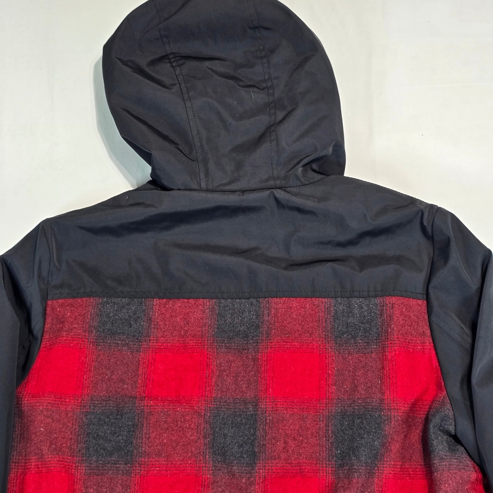 Pendleton Womens Red Black Buffalo Plaid Wool Blend Hooded Parka Jacket‎ Large - Picture 13 of 16